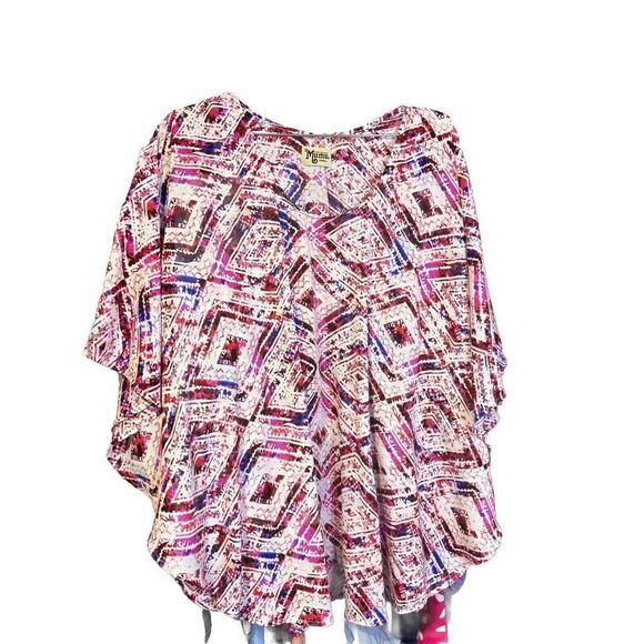 Show Me Your Mumu Women's Blouse Top Multicolor Small Ikat Print 3/4 Sleeve - Picture 1 of 4
